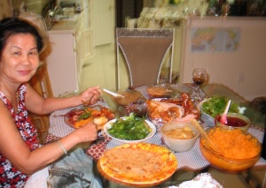 Turkey dinner and happy mom